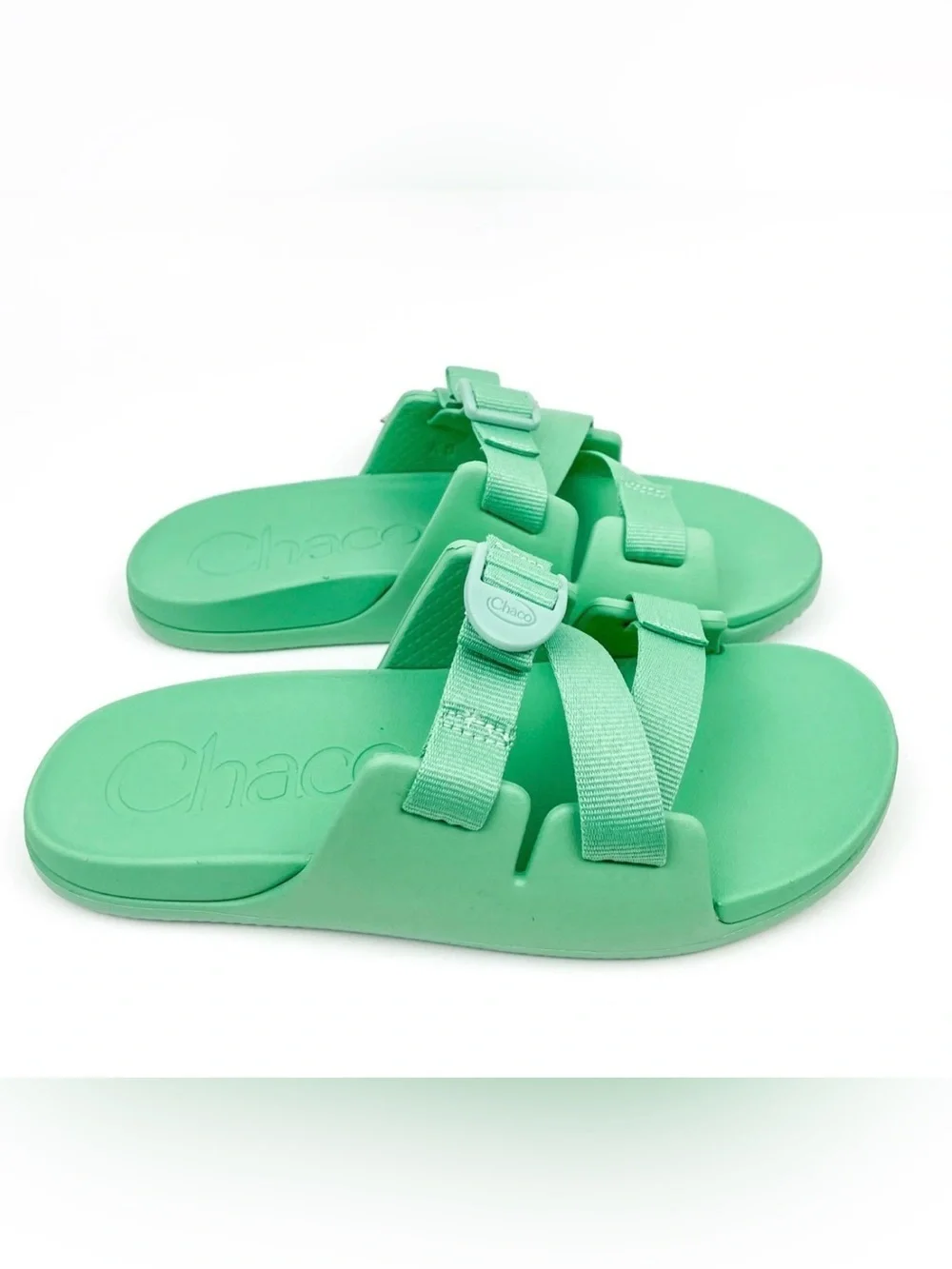 Chaco Seafoam Green Two-Strap Slide Sandals